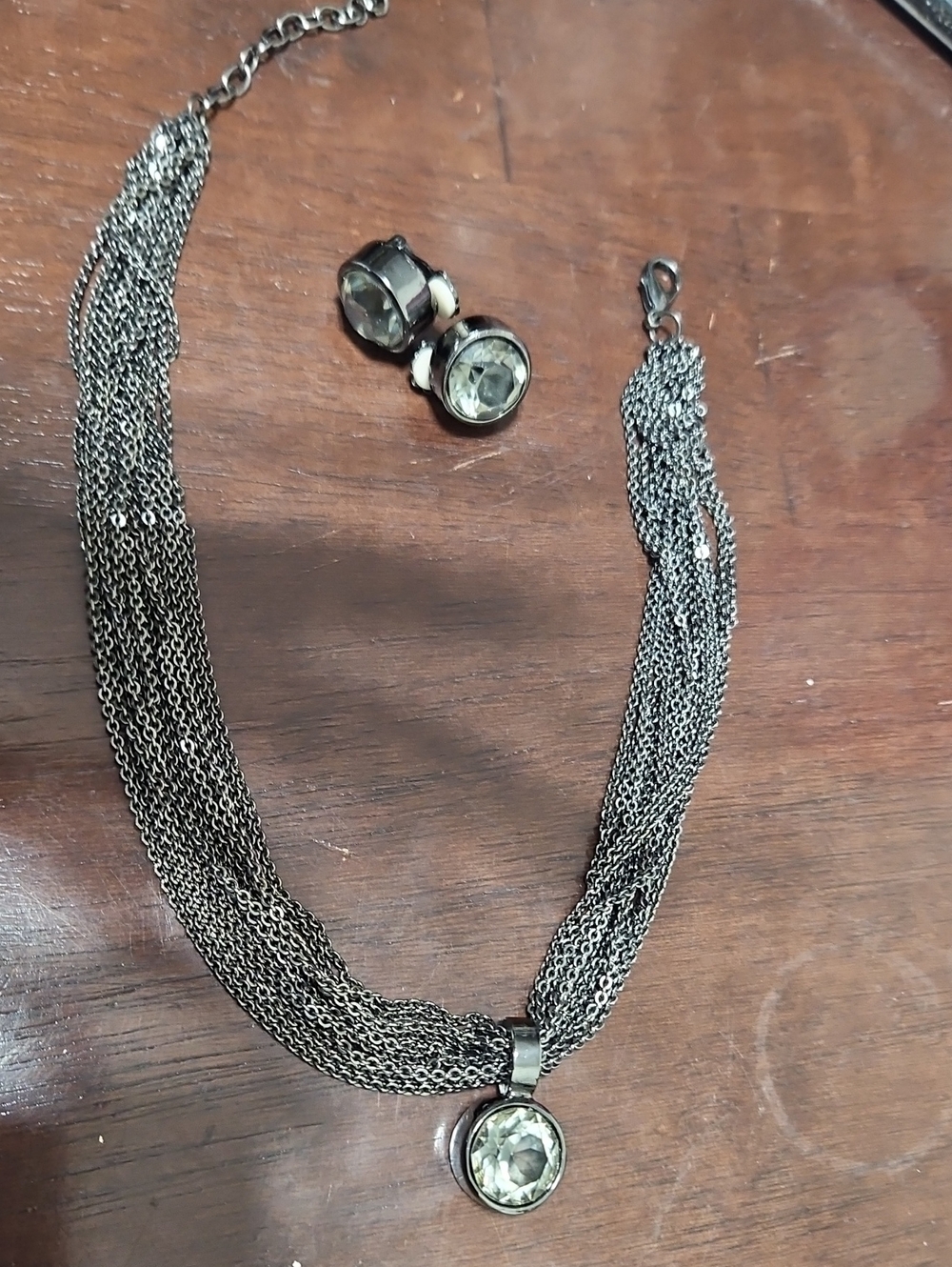 Silver-Tone Necklace & Earrings Set
